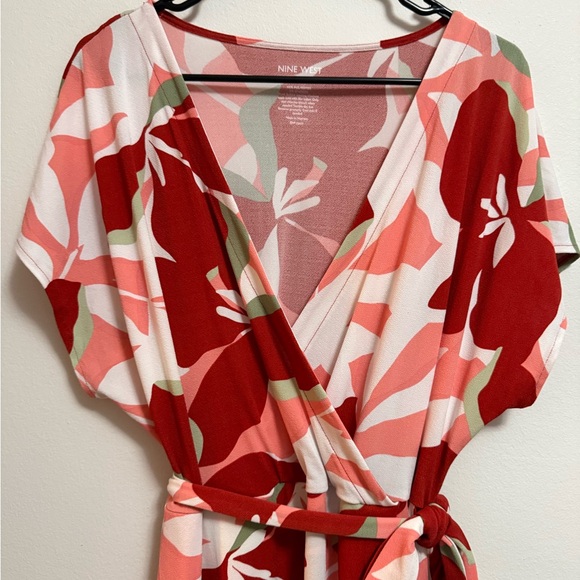Nine‎ West Red and Pink Floral Midi Dress - Picture 2 of 5